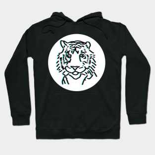 Tiger Face Portrait Glitch Hoodie